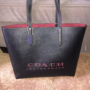 Black Leather Coach Tote Bag